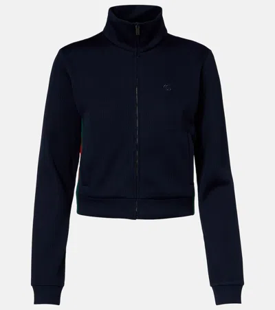 Gucci Web Stripe Jersey Zip-up Sweatshirt In Blue