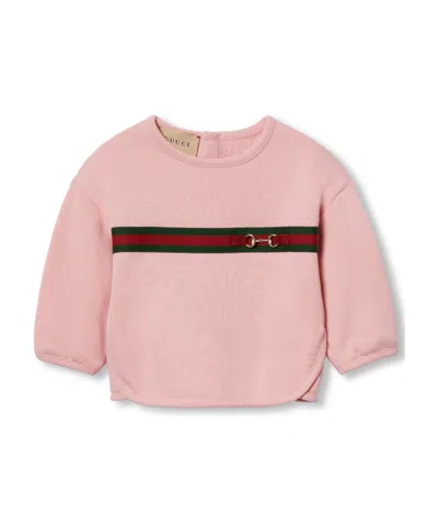 Gucci Web Stripe Jumper In Pink