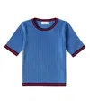 Gucci Web Stripe Knitted Top In Blue