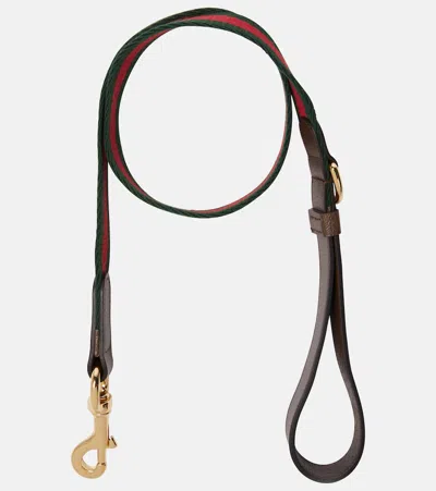 Gucci Web Stripe L Faux Leather Dog Leash