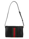 Gucci Web Stripe Leather Mini Bag In Black