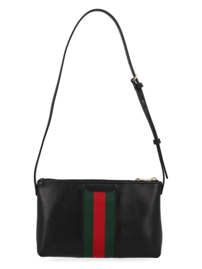 Gucci Web Stripe Leather Mini Bag In Black