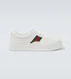 Gucci Men White Sneakers With Web Detail And Oversized Sole In Leather Man In White