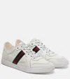 Gucci Leather Stretch Lace Up Sneakers Signature Stripe In Multi