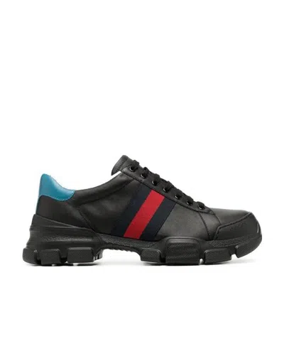 Gucci Web-stripe Low-top Sneakers In Black