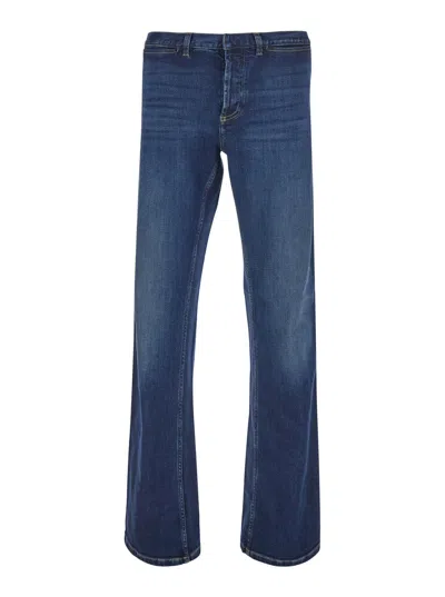 Gucci Web Stripe Low-rise Jeans In Blue