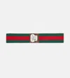 Gucci Web Stripe Luggage Strap In Vrv/new Acero