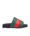 Gucci Ciabatte Con Nastro Web In Green