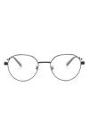 Gucci Web-stripe Oval-frame Glasses In Black