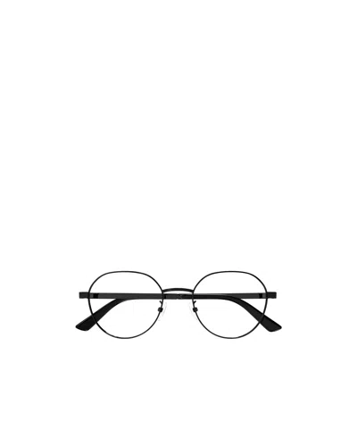 Gucci Web-stripe Oval-frame Glasses In Black