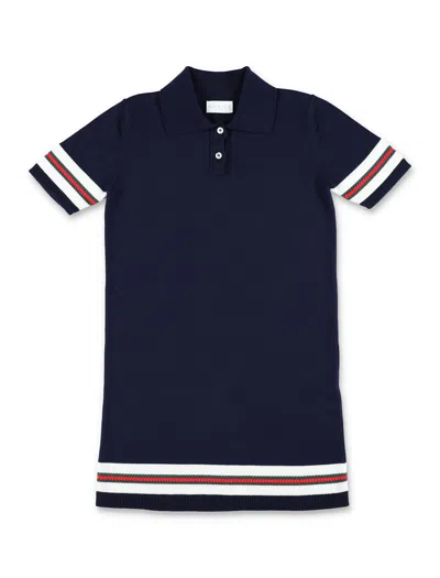 Gucci Kids'  Web Stripe Polo Dress For Girls In Multi