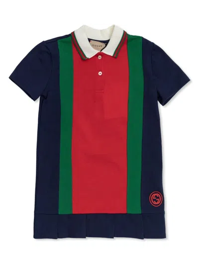 Gucci Babies' Web Stripe Polo Dress In Red