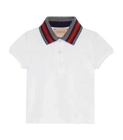 Gucci Kids' Web Stripe Polo Shirt (0-36 Months) In White