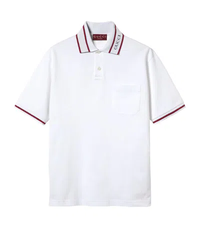 Gucci Cotton Piquet Polo Shirt With Web In White