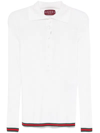 Gucci Web-stripe Polo Top In White