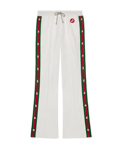 Gucci Web-stripe Press-stud Track Pants In White