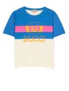 Gucci Web Stripe Print T-shirt In Neutrals