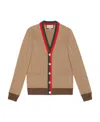 Gucci Web Stripe Ribbed-knit Cardigan In Nude