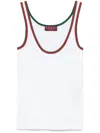 Gucci Women White Ribbed Top With Web Detail On The Edges In Cotton Woman In Weiss