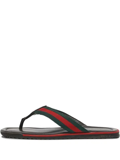 Pre-owned Gucci Web-stripe Sandals