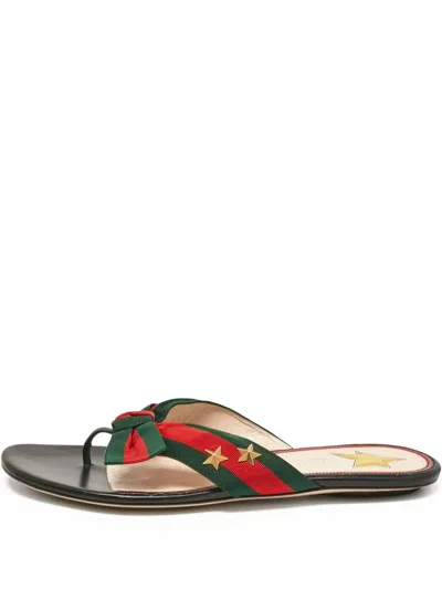 Pre-owned Gucci Web-stripe Sandals