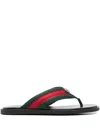 Gucci Web Stripe-embellished Flip Flops In Black