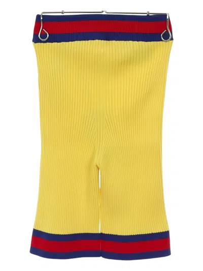Pre-owned Gucci Web-stripe Shorts In Yellow