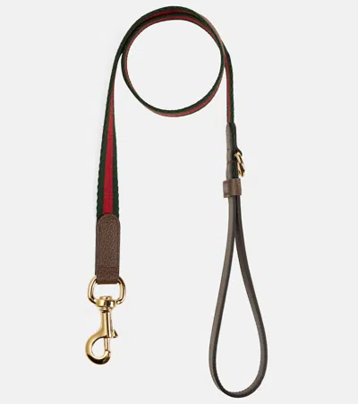 Gucci Web Stripe S/m Faux Leather Dog Leash