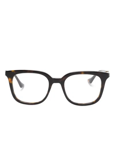 Gucci Eckige Brille Mit Webstreifen In Brown