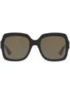 Gucci Web-stripe Square-frame Sunglasses In Black