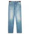 Gucci Web Stripe Straight Jeans In Blue