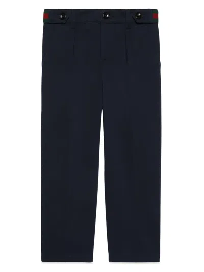 Gucci Kids' Web Stripe-detail Trousers In Blue