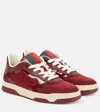 Gucci Leather And Fabric Sneakers In Burgundy