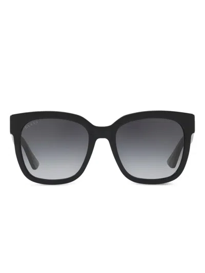 Gucci Web-stripe Square-frame Sunglasses In Black