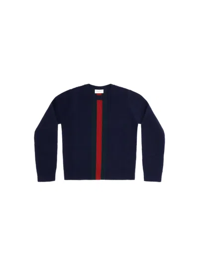 Gucci Web Stripe Sweater In Blue