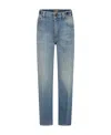 Gucci Blue Jeans For Boy With Web Detail In Blue