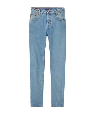 Gucci Web-stripe Tapered Jeans In Blue