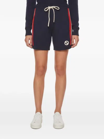 Pre-owned Gucci Web Stripe Terry Shorts In Blue