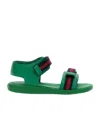 Gucci Web-stripe Touch-strap Sandals In Green