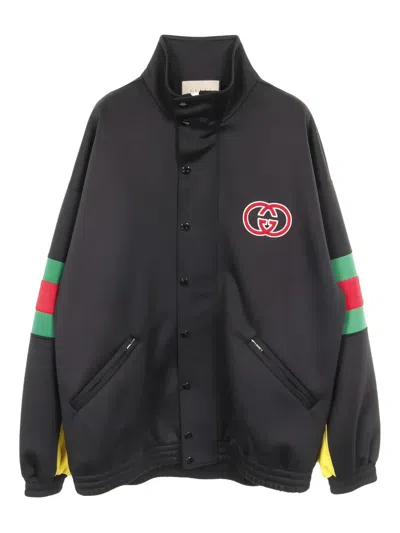 Pre-owned Gucci Web-stripe Track Jacket In Black