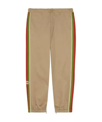 Gucci Web Stripe Track Pants In Nude