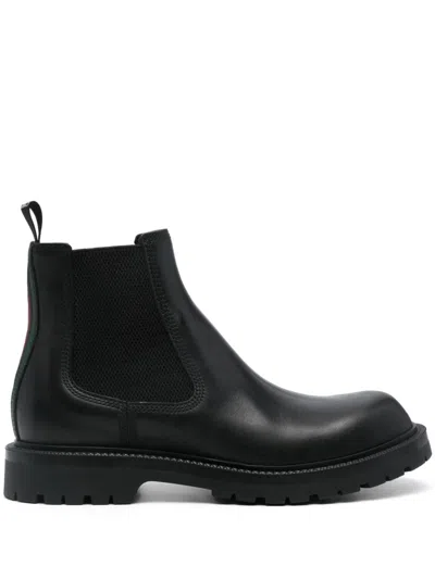 Gucci Web Detailed Boots In Black