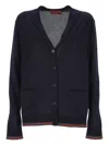 Gucci Web Stripe Wool Cardigan In Blue
