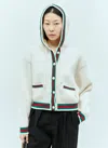 Gucci Web Stripe Ribbed-knit Wool Cardigan In Cream