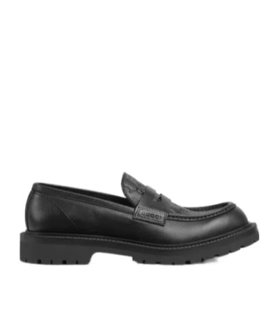 Gucci Web-stripe Trim Loafers In Black
