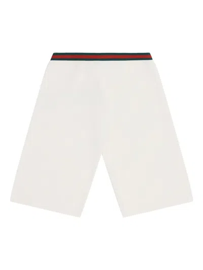 Gucci Kids' Web-stripe Trim Shorts In White