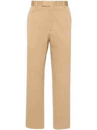 Gucci Pantalone Chino In Gabardine Con Nastri Web In Animal Print