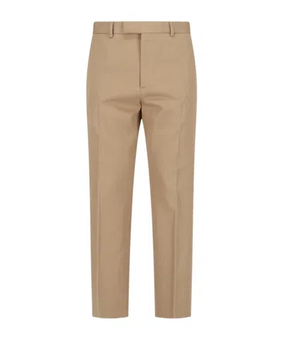 Gucci Web-stripe Trim Tailored Trousers In Nude