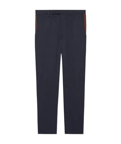 Gucci Web-stripe Trim Trousers In Black