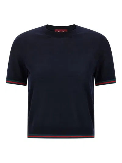 GUCCI WEB-STRIPE-TRIMMED SHORT-SLEEVE T-SHIRT